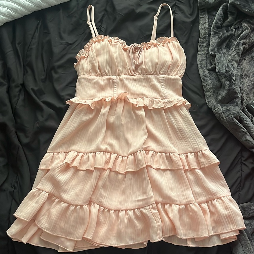 short pink flowy dress